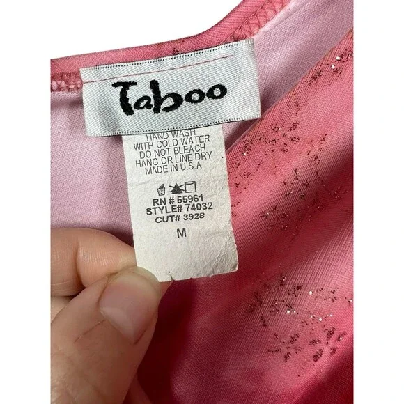 VTG 90s Taboo Women Midi Dress Sz M Pink Fairy Babydoll Y2K Handkerchief Glitter - Picture 9 of 14